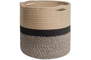 YDQUANI Panier à Plantes en Corde de Coton tissé pour Pot de Fleur jardinières d'intérieur, Panier de Rangement Pliable en Jute Organisateur décor Moderne Panier à Linge Domestique