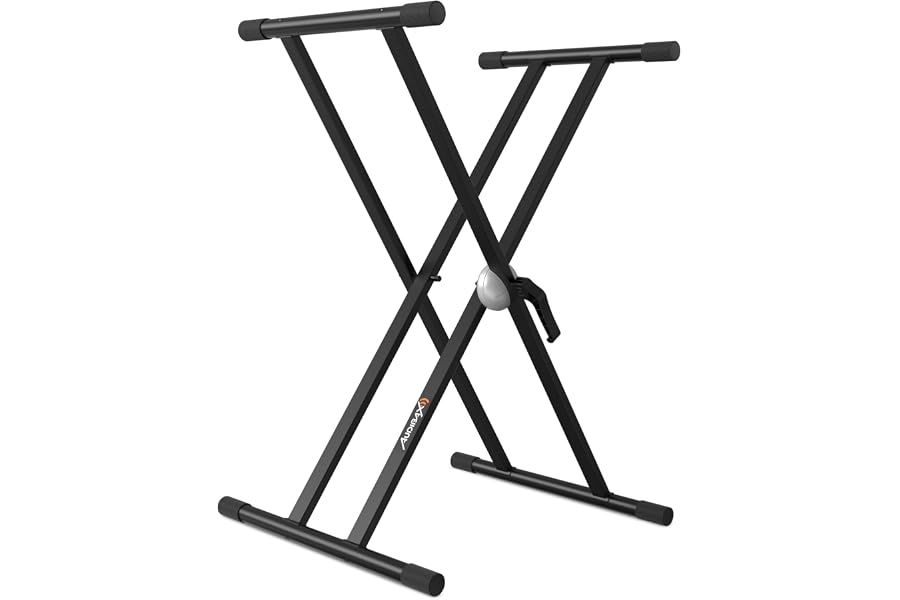 Audibax - Onyx 130 Soporte Piano - Estructura Tijera Doble - Anclajes Easy Lock - Fabricada en Acero - Color Negro - Base Ant
