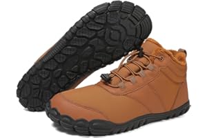 BIBHOLY Barefoot Hiking Boots for Winter, Womens Mens Slip On Snow Boots Zero Drop Minimalist Walking Boots Waterproof Warm Fur Lined Boots Unisex Five Finger Hike Shoes for Winter Hiking Outdoor