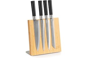 bambuswald© Portacoltelli Sostenibile in Bambù con Funzione Magnetica, Blocco da Cucina per 6 Coltelli, Coltelli da Cucina o per il Pane, Portacoltelli Vuoto, Senza Coltelli, 23 x 12 x 22,5 cm