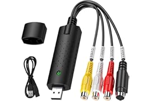 TCNEWCL Carte de Capture vidéo, Convertisseur VHS vers numérique, Adaptateur convertisseur Audio vidéo numérique pour Windows 10/8/7