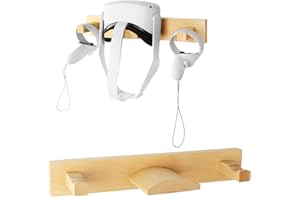 AlloverPower VR-Wandhalterung aus Holz für Oculus Quest 2 Rift S Headsets Controller Ständer Haken Display Aufbewahrung Organizer