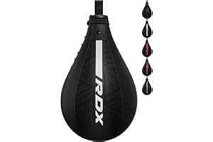 RDX Poire de Vitesse Boxe, Sac de Boxe, Cuir Speed Punching Ball, Plafond Pivotant RotuleD'entraînement Karate Fitness Gym MMA Kickboxing Muay Thai Arts Martiaux Doups de Pied Bag Adulte