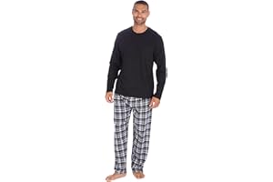 STYLE IT UP Mens Long Sleeve Pyjamas set Cotton Rich Top Brushed Fleece bottoms Top Pant PJ Nightwear/Loungewear Set Gift