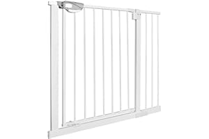 XMTECH Türschutzgitter Ohne Bohren Treppengitter für Kinder 95-105cm breit，Auto-Close Baby Türgitter Treppen Absperrgitter mit Druckbefestigung,Safety Gate,180° Zweiwegeöffnung Weiß