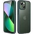 JETech Matte Case for iPhone 13 6.1-Inch, Shockproof Military Grade Drop Protection, Frosted Translucent Back Phone Cover, Anti-Fingerprint (Dark Green)