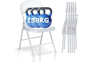 Asdsed Set di 6 sedie pieghevoli, imbottite, fino a 150 kg, imbottite, con robusto telaio in acciaio, pieghevole, salvaspazio, per casa, ufficio, giardino, balcone, feste (bianco)