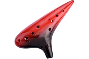 AFE POWER "Lark Voice" Okarina mit 12 Löchern, Alt-C-Keramik, Rot und Schwarz