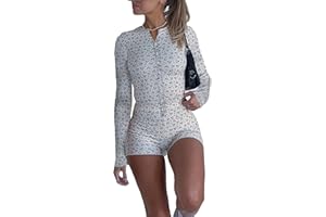 Snaked cat Y2k Manica Lunga Un Pezzo Body Scollo A V Aderente Stampa Floreale Pantaloncini Elastico Pigiama Tutina Tutina Tuta