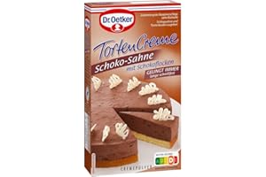 ‎DR. OETKER Dr. Oetker Schoko-Sahne Tortencreme, 11 x 170 g, Cremepulver für Tortencreme mit Schokoflocken & fettarmem Kakaopulver, gelingsichere Zubereitung von Tortenkreationen