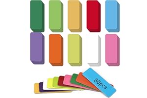 NEEROW 80 Stück Magnetstreifen Beschreibbar, 10 Farben Wiederverwendbar Magnete Magnetschilder zum Beschriften, 60 x 20 mm Abwischbare Magnetetiketten für Whiteboard, Magnettafel, Kühlschrank