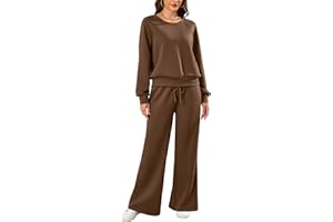 SHEKINI Survetement Femme Ensemble de Survêtement Deux Pièces à Manches Longues et Col Rond Jogging Ensembles Sports Haut et Large Pantalon Droit