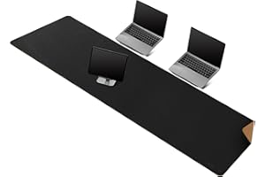 MAIDERN Podkładka na biurko, duża mata na biurko, z korka i skóry, duża podkładka pod mysz, na biurko, wodoodporna podkładka na biurko komputerowe, do gier, domowego biura (czarna)