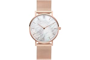 Basfur Montre-Bracelet pour Femme, Montre à Quartz analogique pour Femme avec Bracelet en Maille en Acier Inoxydable