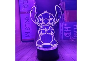 FUNCORELY Stitch LED Night Light 3D Lilo e Stitch Luci notturne per bambini Anime 16 colori Lampada da tavolo USB Touch Remote Sleep Light Bambini Compleanno Regalo di Natale Decorazione camera da letto Luce