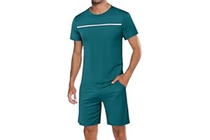 Marvmys Pigiama Uomo Estivo Cotone Girocollo Pigiami Maniche Corte Pigiami Due Pezzi Comodo e Traspirante