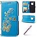 Produktbild MOTO G5 Plus Lederhülle,MOTO G5 Plus Hülle im Bookstyle,Hpory Retro Elegant Bronzing Schmetterling Muster mit Schlüsselband Ledertasche Handyhüllen Leder PU im Bookstyle Klapphülle Case With Multi-Kredit Kartenfächer Wallet Flip Cover mit Standfunktion Magnetverschluß Cover Case PU Leder Und Silikon Innenschale Anti-Staub Anti-Kratzer und Shockproof Telefon Tasche Handytasche Schutzhülle für MOTO G5 Plus + 1 x Hpory Stylus-(Blau)
