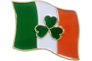 Maple2009 Lucky St Patrick's Day Celtic Ireland Shamrock Irish Flag Brooch Enamel Lapel Pin Badge P20, 30mm x 20mm