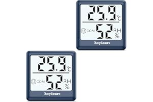 2-Pack Thermometer Hygrometer, hoyiours Digital Monitor Humidity Meter Gauge, LCD Indoor Thermometer for Humidifiers, Dehumidifiers, Navy Blue