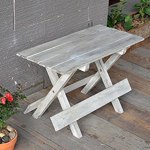 SFZMRYLSY Folding wooden chair Chinese fir Retro Rural Flower stand Balcony chairs Lounge chair Stitching Wood scars Woodgrain Paint mottled Natural Collapsible Environmental protection Solid wood Gray