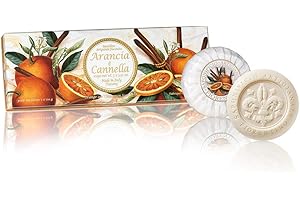 Saponificio Artigianale Fiorentino, Sapone vegetale profumato all'arancia e cannella, Confezione da 3 saponi, 3 x 100 grammi