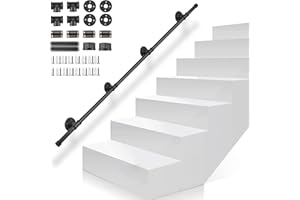 Gorssen Mains Courantes,300cm Main Courante pour Escalier Intérieur Extérieur, Rampe d'Escalier De Tuyau d'Eau Industrielle, Kit Complet Sécurité Main Courante Pour Rampe d'Escalier