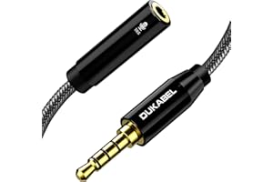 DuKabel TRS auf TRRS Adapter Kabel 3,5mm 3 Pole Buchse auf 4 Pole Stecker Mikrofon Adapterkabel für Smartphone, Tablet und PC - Top Series 20cm