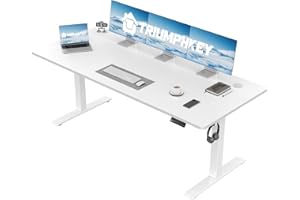 TRIUMPHKEY scrivania regolabile in altezza 110x60cm, piccola scrivania da computer salvaspazio, ideale per ufficio studio e gaming in camera da letto, Bianco