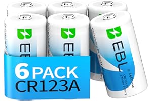 EBL CR123A Lithium Batterien 6er Pack - 3V Einwegbatterien mit 1600mAh - Für Alarmsysteme, Taschenlampen, Kameras & Blitzgeräte - Hochleistung & Auslaufsicher