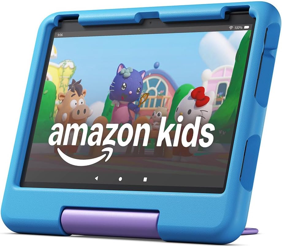 Amazon Fire HD 10 Kids tablet (newest gen) | ages 3–7, includes ads-free books, games, apps and videos that children love, 10.1" brilliant screen, parental controls, 2-year worry-free guarantee, 32 GB