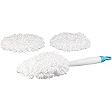 Amazon Basics, Spolverino lavabile in microfibra, 38 cm, colore blu e bianco, confezione da 3