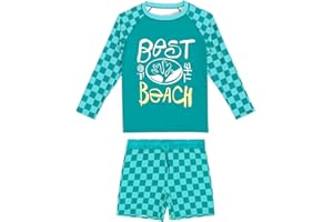 weVSwe Toddler Boys UPF 50+ UV Proction Rash Guard Set Swim Trunks Long Sleeve Swimsuits Woven Swim Shorts Boardshorts