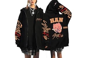 KASENFASHION Stray Kids SKZOO Sweat à capuche – Y2K Sweat à capuche zippé mignon BangChan Lee Know Changbin Hyunjin Han Felix Seungmin I.N Motifs Unisexe Harajuku Streetwear