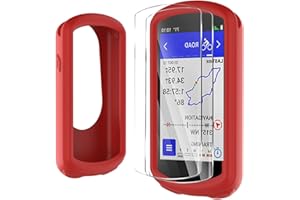 Moorovgi Coque en Silicone Compatible pour Garmin Edge 1030 + 2 Protections d'écran en Verre Trempé pour Garmin Edge 1030, Coque en Silicone Souple Protection Antichoc Tout Inclus (Rouge)