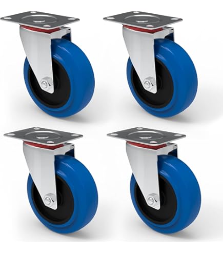 4 Roulettes Pour Meubles 75mm 200KG, Roulettes Pivotantes Avec Frein Roues Plaques Industrielles Transport 93818999