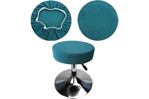 ‎HUALISIJI HuaLiSiJi Hockerbezug Rund 30-40cm Luxuriöser Stoff, Dehnbar Knitterfrei Waschbar Staubdicht Weich und Langlebig, Verwandelte die Hocker in Sekunden (1, Pfauenblau)