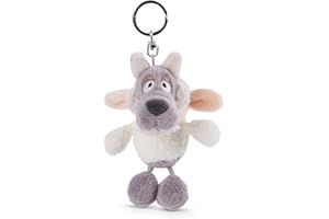 NICI Ulvy Loup Capuche Douillette Pendentif Cordon, Trousseau Clef Doudous Peluches Animaux pour Filles et garçons, 47086, Gris/Blanc, 10 cm Porte-clés