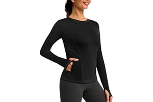 PINSPARK Sportskjorta, dam, långärmad tröja, rund hals, löpskjorta, fleece, termofunktionell skjorta, vinter, yoga, toppar, f