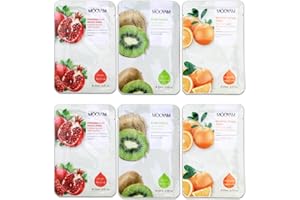 NUAL Mascarilla Facial Frutas (10 ud) con Ácido Hialurónico (28ml), Cuidado De La Piel & Hidratante - Antiarrugas Vegana Skincare - Fórmulas Coreanas con ingredientes activos, Mascarilla Facial Mujer