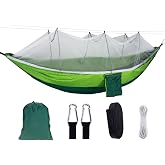 2 Person Hammock Outdoor with Mosquito Net Ultra Light Breathable Quick Drying Parachute Nylon Camping Hammock for Trekking Travel Beach Garden