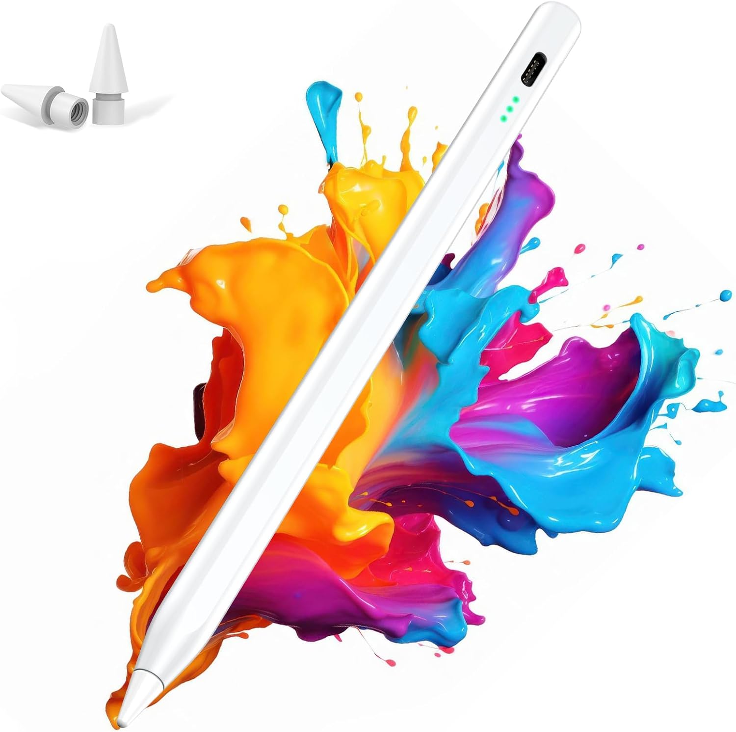 Stylus Pen for Apple iPad 2018-2025, Fast Charging Pencil with High Precision & Tilt Sensitivity & Palm Rejection, for iPad 11 A16/10/9/8/7/6th Gen, Pro 12.9/11/13 Inch M4, Air 3/4/5/M2/M3, White