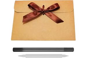 IBRIQO 30 Sobres de Papel Kraft con Cinta Roja + Rotulador Doble Punta | Sobres Regalo para Tarjetas de Cumpleaños, Invitaciones de Boda, Fiestas, Oficina, San Valentine | 17,2 x 12,5 CM (Marrón)