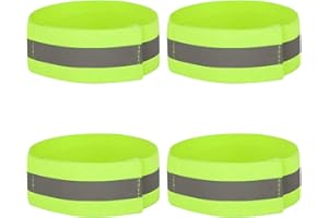 ZNGOU 4PCS High Visibility Armbands, Elasticated Ankle Bands Hi Vis Reflective Running Armbands Wristbands Slap Armbands Reflector Strips Safety Bands For Running Walking Cycling Jogging Nigh Outdoor Safety