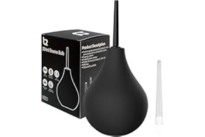 T2 Poire de Lavement 224ml - Douche Anale Homme & Femme - 2 Embouts Amovibles & Confortables (1 Souple & 1 Rigide) - Kit Médical Certifié FDA CE, Instructions Incluses
