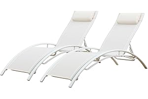 Happy Garden Silla Mecedora en textilène Galapagos – Lote de 2 – textilène Blanco/Estructura Blanca