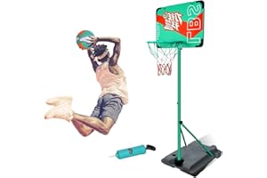 COO11 Kids Basketball Hoop with Adjustable Metal Stand, Portable Backboard Set with Ball, Net & Pump, Indoor Outdoor Sports Game for Boys & Girls Ages 3+ (Height Up to 150cm and 240cm)