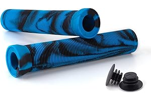 WILITTO Scooter Grips Bike Handlebar Grips with Bung Ends, Soft Rubber Flangeless Handlebar Grips Mountain Bike Handles Grips For Stunt Scooters, MTB, BMX Urban Bike, Tricycle, Wheel Chair