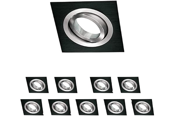 Wonderlamp W-E000145 Spot encastré carré, Noir/Aluminium, Pack 10