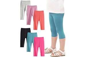 Adorel Dziewczęce Legginsy Capri 3/4 Długość Letni Pack 6