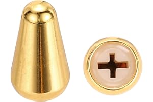 sourcing map 2Pcs ST Guitar 3/5 Way Pickup Switch Tip Cross Hole ID 0.19 x 0.15" Metal Toggle Switch Knobs Cap for Electric Guitar Replacement Parts, Gold